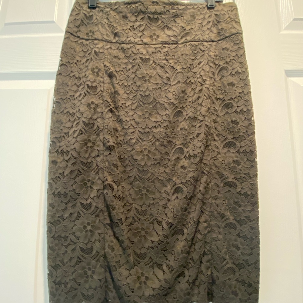 Olive green pencil skirt. Express size 12